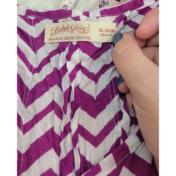 Faded Glory Sz XL (16 - 18) Purple Chevron Stripes Sleeveless Tank Blouse - Picture 4 of 6